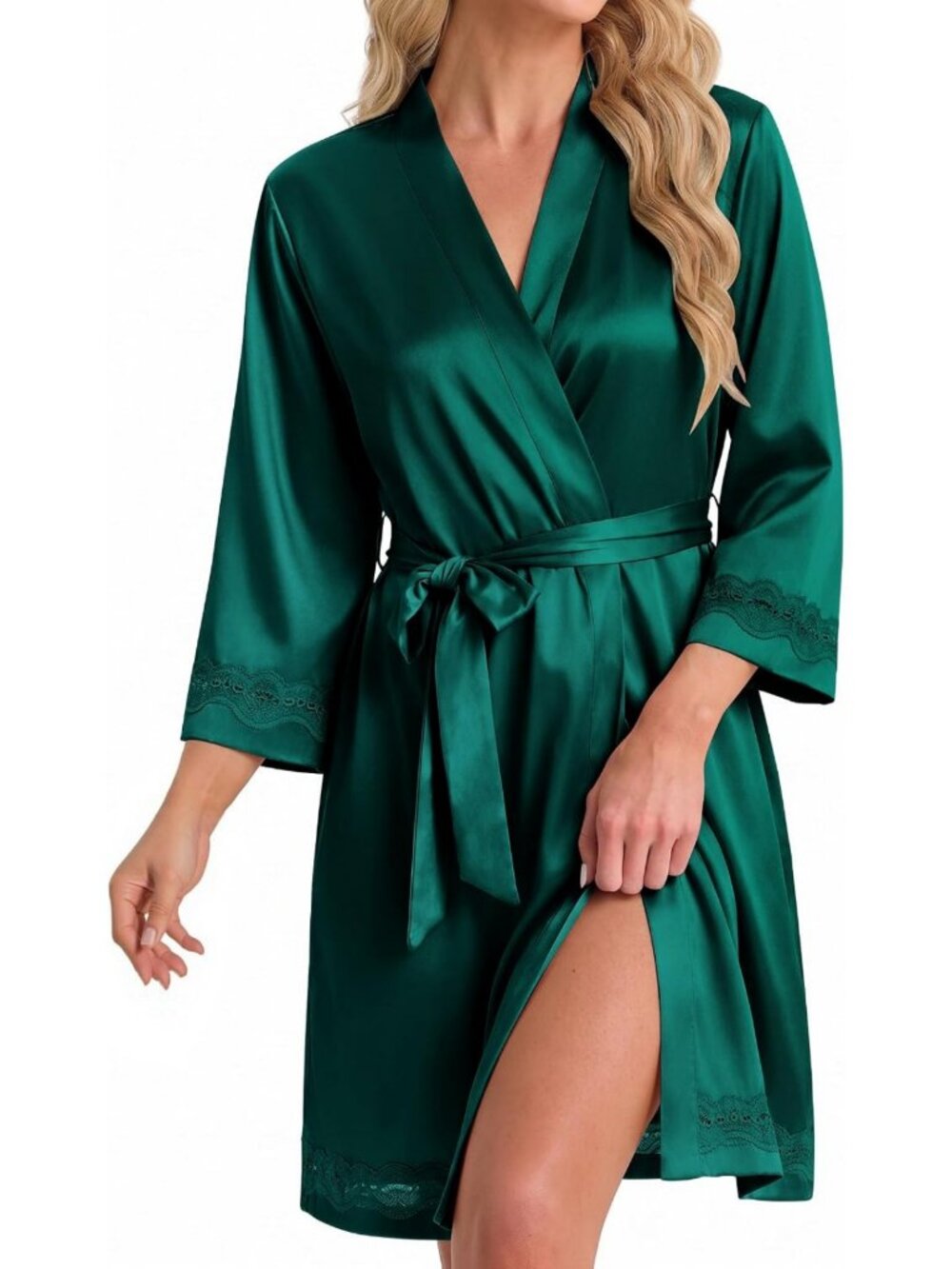 Silky Satin Lace Robe for Women | Bridesmaid Kimono Loungewear & Bathrobe